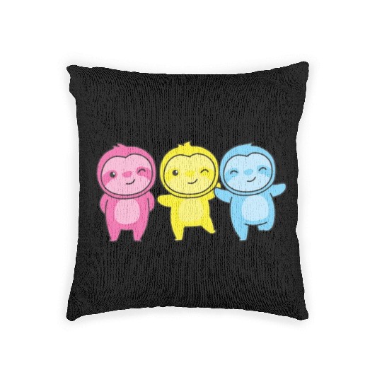 Pansexual Flag Pride Lgbtq Cute Sloth Woven Pillows