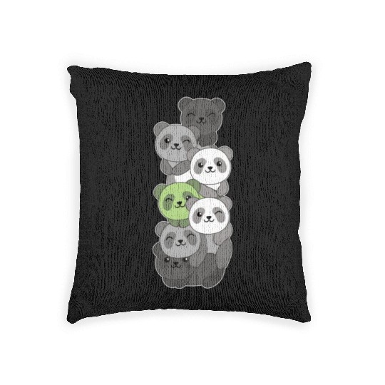 Agender Flag Pride Lgbtq Cute Panda Stack Woven Pillows