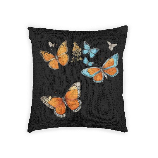 Floral Harmony: Blooms and Butterflies" Woven Pillows