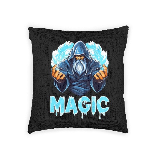 Fantasy Wizard Magic Mystical Sorcerer for a Woven Pillows