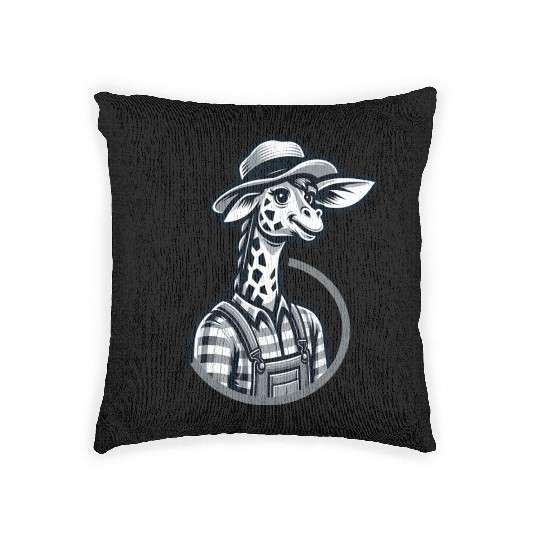 Cute Giraffe Farmer Woven Pillows
