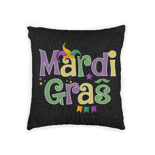 Mardi Gras Party for men, women Woven Pillows