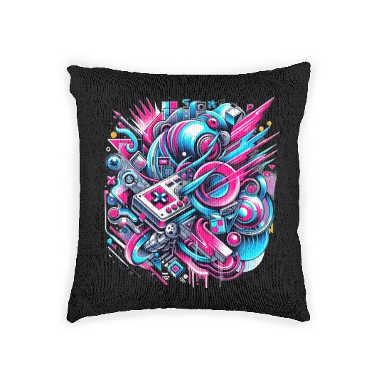Neon Gamer's Paradise Woven Pillows