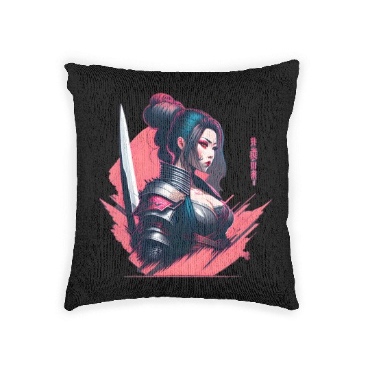 Cyberpunk Samurai Cyberpunk Woven Pillows