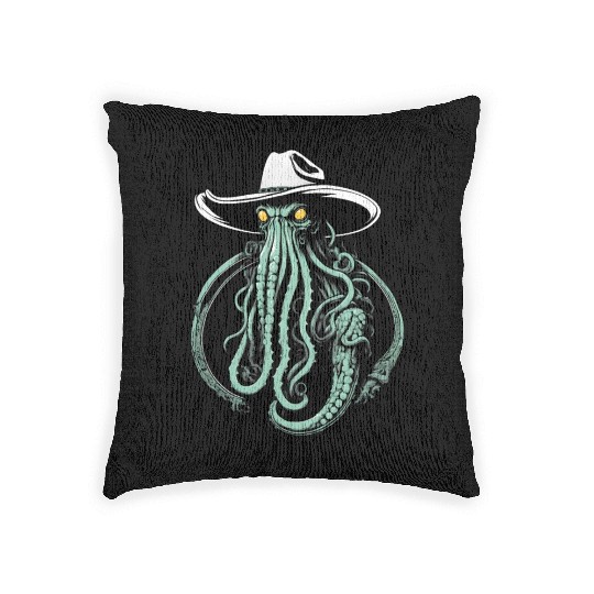 Weird Wild West - Cthulhu Cowboy Woven Pillows