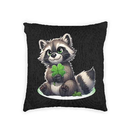 St. Patrick's Day Raccoon Revelry Woven Pillows