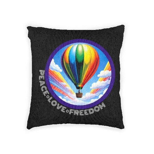 Peace Love Freedom Ballon Woven Pillows