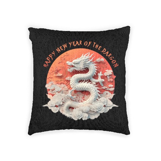 Fantasy Dragon: Happy New Year of the Dragon! Woven Pillows