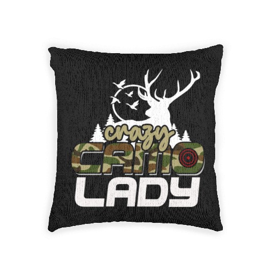 Crazy Camo Lady Women's Deer Hunting Season Camo Woven Pillows