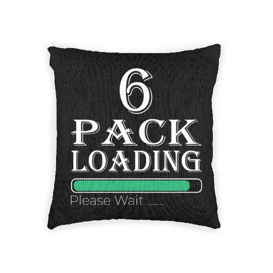 Six Pack Loading Please Wait funny gym workout Woven Pillows
