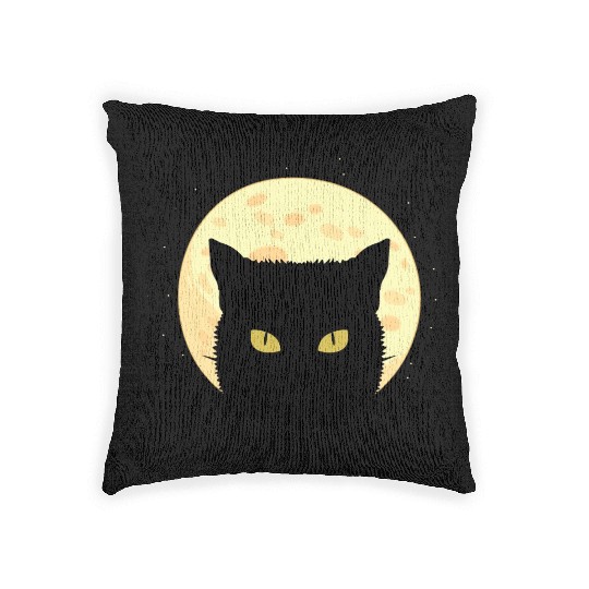 Cat Full Moon Cat Owner Gift Woven Pillows