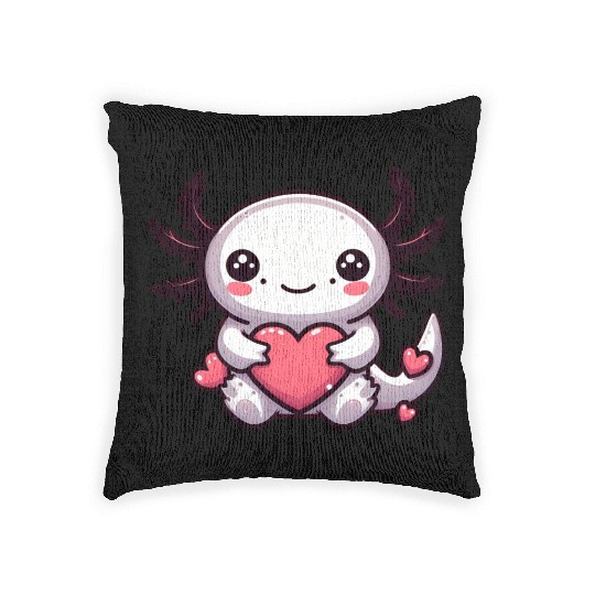 Axolotl Love Valentine Sweet-Heart Woven Pillows