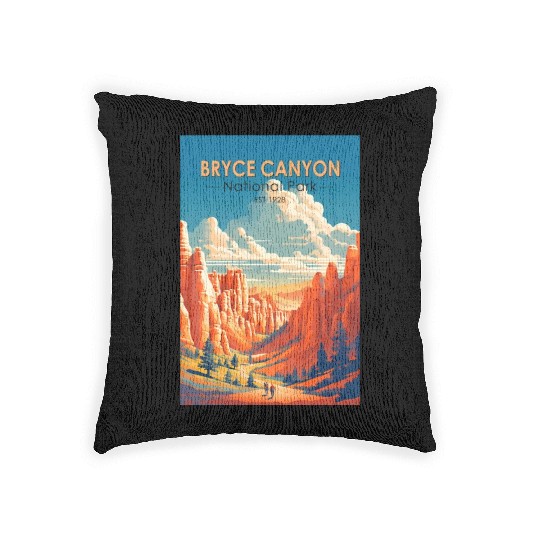 Bryce Canyon National Park Travel Art Vintage Woven Pillows