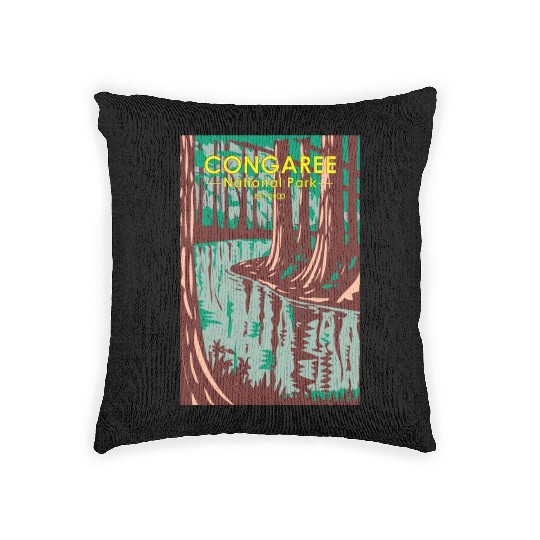 Congaree National Park South Carolina Vintage Woven Pillows