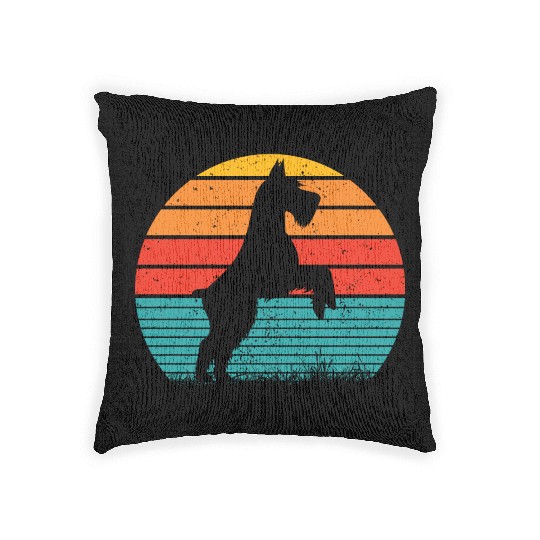 Schnauzer Dog Sunset Woven Pillows
