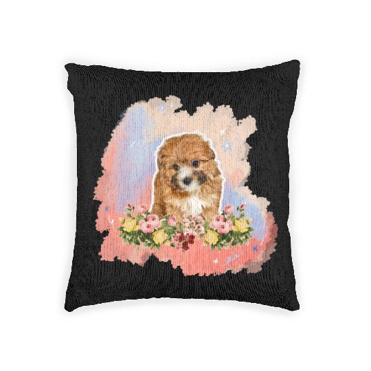 yorkie poo Woven Pillows