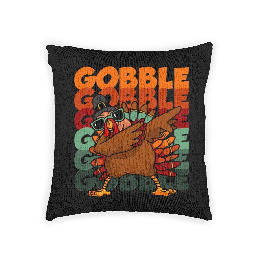 Dabbing Turkey Woven Pillows Thanksgiving Gobble