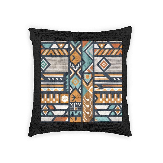 Urban Tribal Pattern - Aztec - Concrete and Wood Woven Pillows