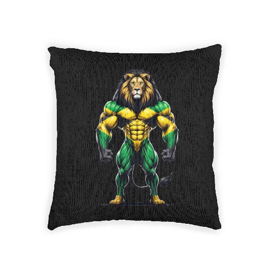 Jamaica lion reggae music Woven Pillows