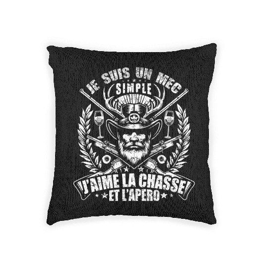 J'aime La Chasse et L'apéro Idée Originale Humour Woven Pillows