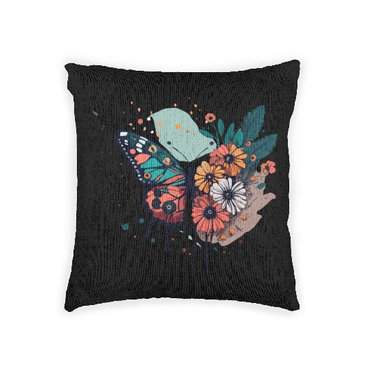 Metamorphora Butterfly Nature Flowers Branches Woven Pillows