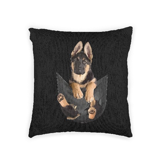 German Shepherd In Pocket Funny Dog Lover Woven Pillows