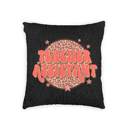 Retro Groovy Leopard Teacher Assistant Woven Pillows