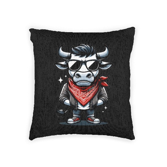 Rodeo Bull Riding Livestock Show Farmer Cattle Woven Pillows
