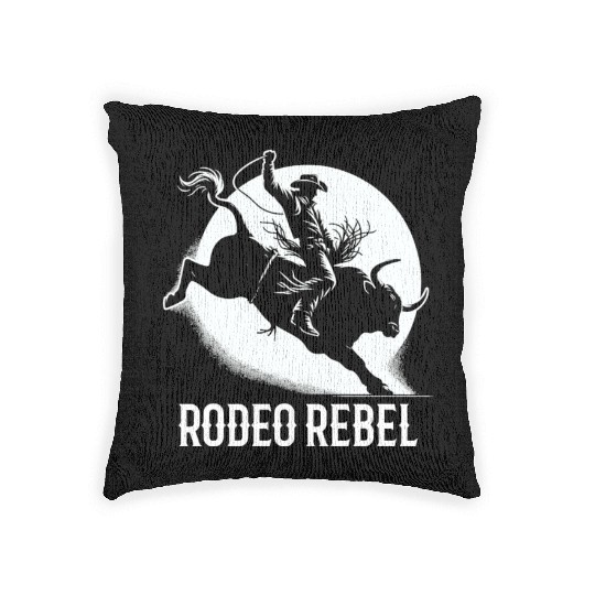 Rodeo Bull Riding Livestock Show Farmer Cattle Woven Pillows