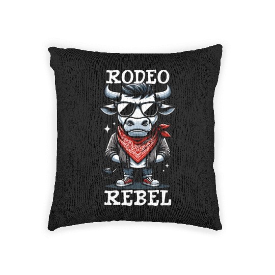 Rodeo Bull Riding Livestock Show Farmer Cattle Woven Pillows