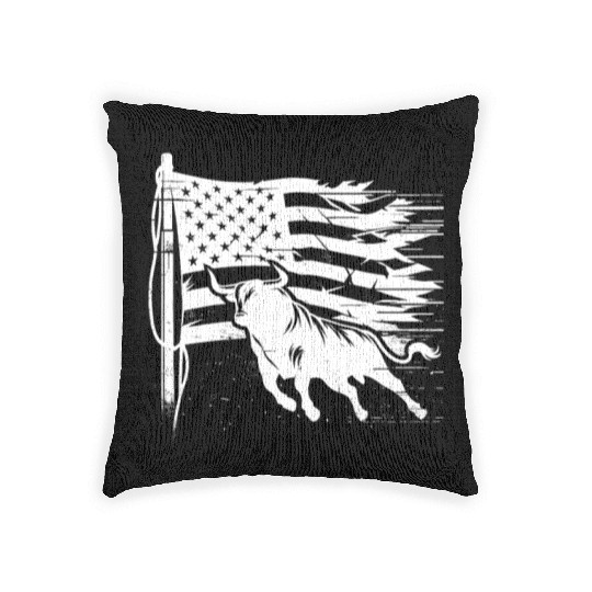 Rodeo Bull Riding Livestock Show Farmer Cattle Woven Pillows