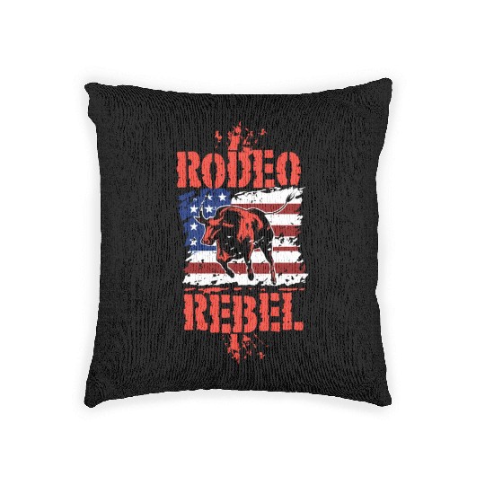 Rodeo Bull Riding Livestock Show Farmer Cattle Woven Pillows