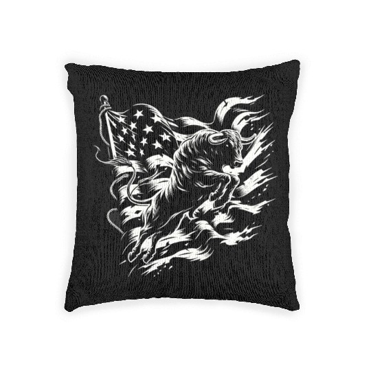 Rodeo Bull Riding Livestock Show Farmer Cattle Woven Pillows