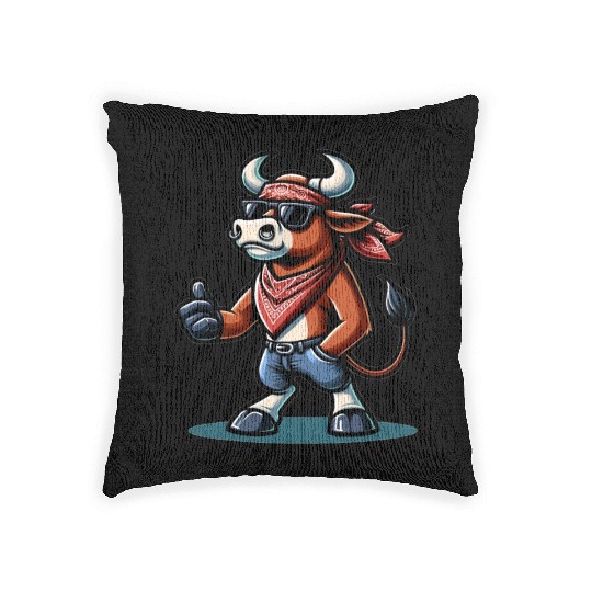 Rodeo Bull Riding Livestock Show Farmer Cattle Woven Pillows