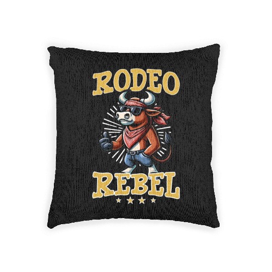 Rodeo Bull Riding Livestock Show Farmer Cattle Woven Pillows