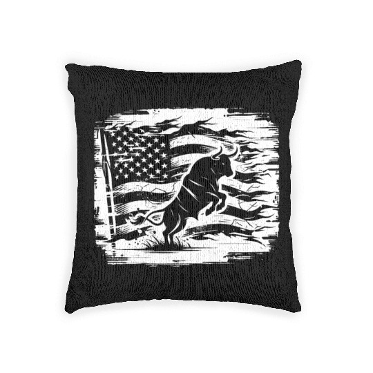 Rodeo Bull Riding Livestock Show Farmer Cattle Woven Pillows