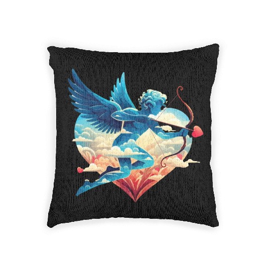 Valentine's Day - Cupid with a bow, heart, love Woven Pillows