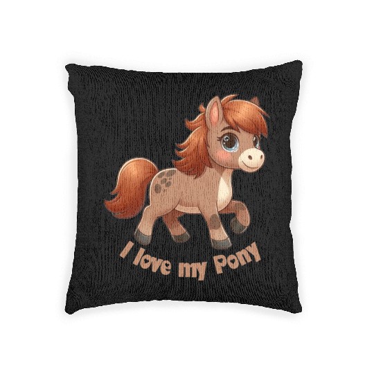 I Love my pony comic Woven Pillows