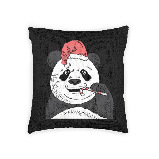 Panda Candy Cane Pastry Maker Gift Woven Pillows