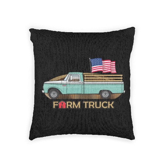 Farm Truck Light Turquoise Woven Pillows