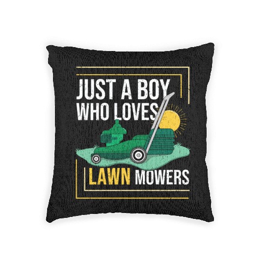 Just A Boy Who Loves Lawn Mowers Cool Mower Racing Woven Pillows