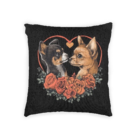 Valentine's Day, Chihuahua Dog Lovers Woven Pillows