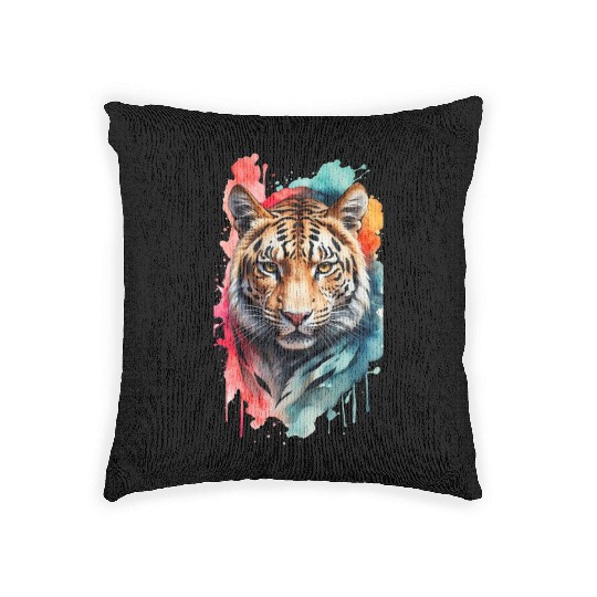 Wild Splendor: Colorful Leopard Face Woven Pillows