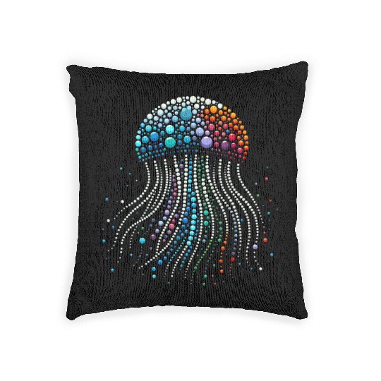 Neon Abyss - Jellyfish Pebble Art Woven Pillows