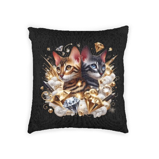 Fabulous Bengal Kittens Woven Pillows