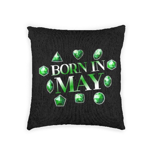 Born In May Green Emerald Birthstone Gemstone Woven Pillows