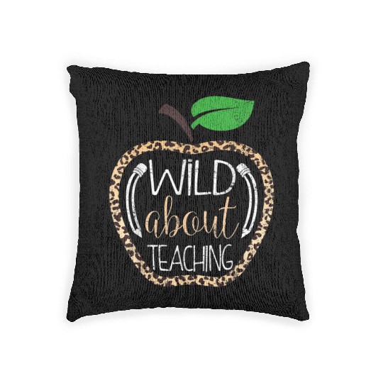 Wild About Teaching Leopard Print School Teacher Woven Pillows