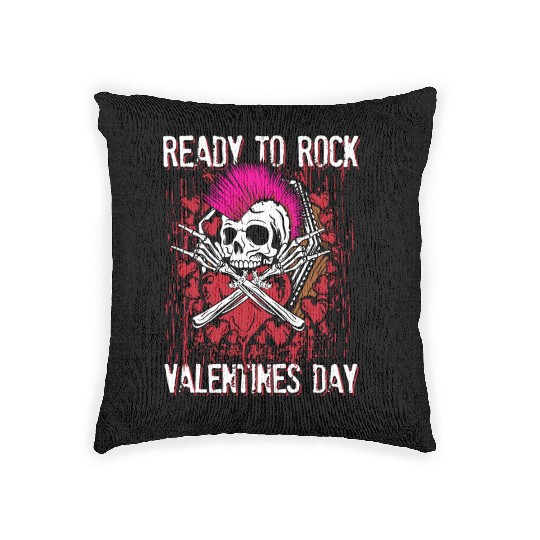 Ready to rock valentines day | love feast day Woven Pillows