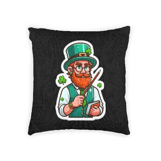 Irish bearded teacher, funny st patricks day Woven Pillows