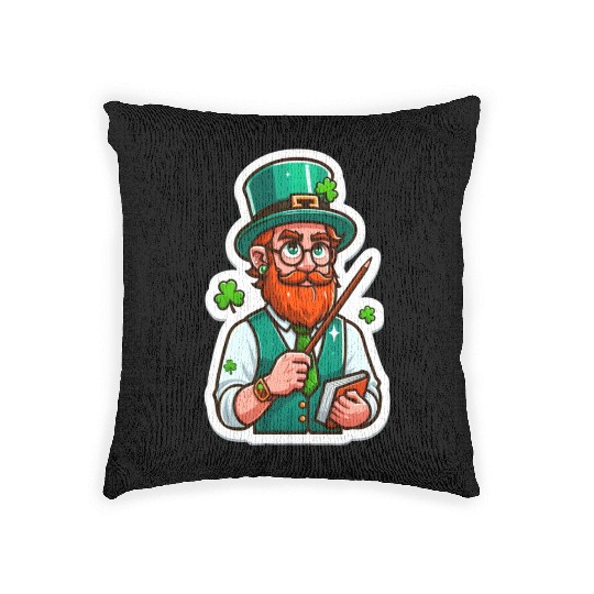 Irish bearded teacher, funny st patricks day Woven Pillows
